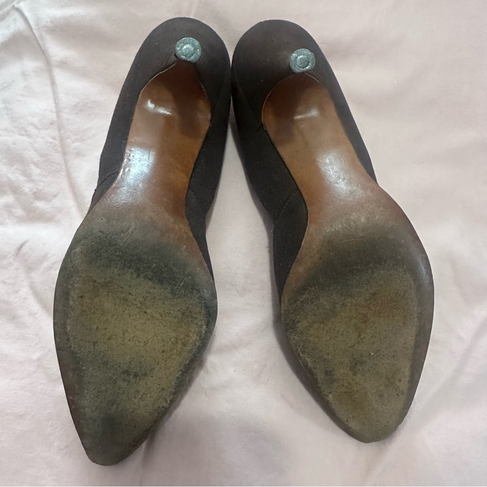 1950’s Brown Suede 3.5” Heels Vintage 8N Pointed Toe size 8 Kay King 40s 30s - Picture 5 of 9